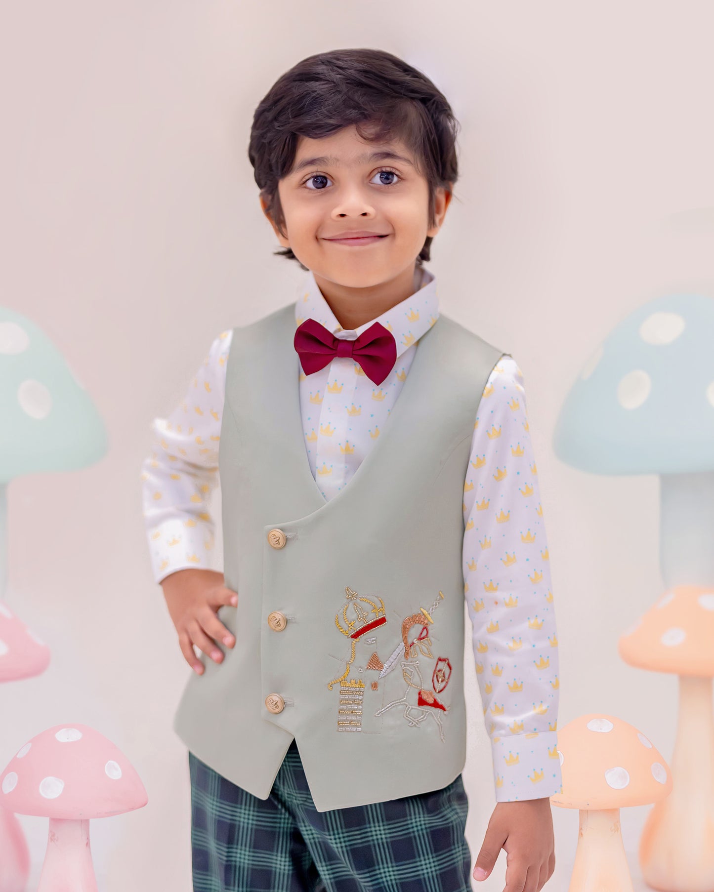 HORSE AND CROWN GREEN WAISTCOAT SET