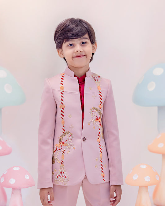 PEACH CAROUSEL BLAZER SET