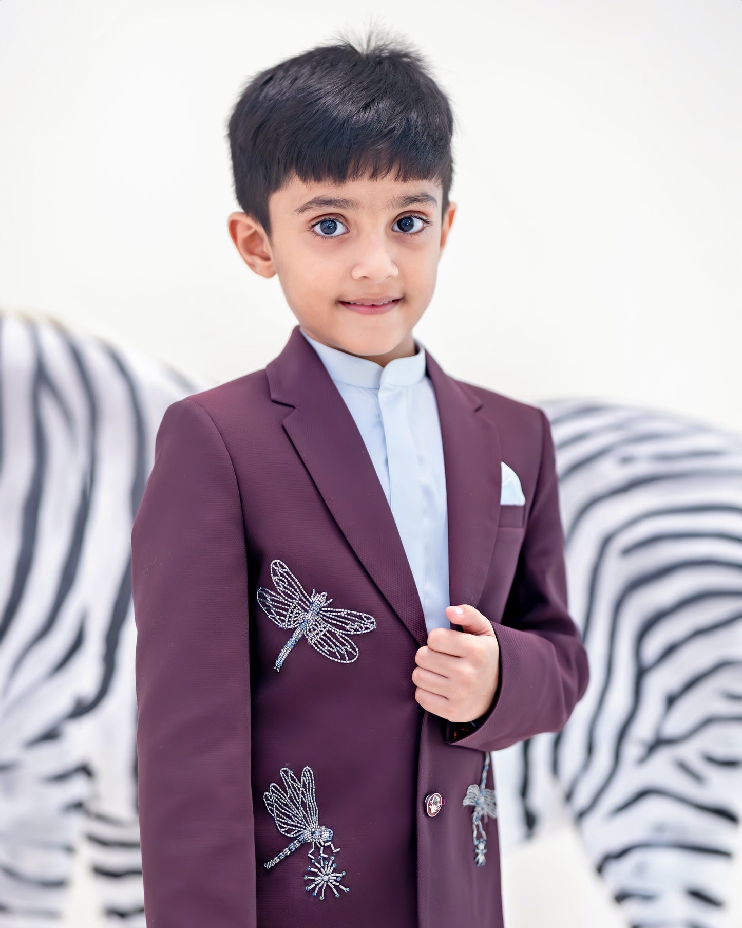BURGUNDY DRAGONFLY BLAZER SET