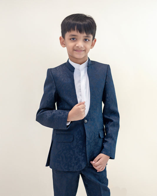 BLUE JACQUARD BLAZER SET