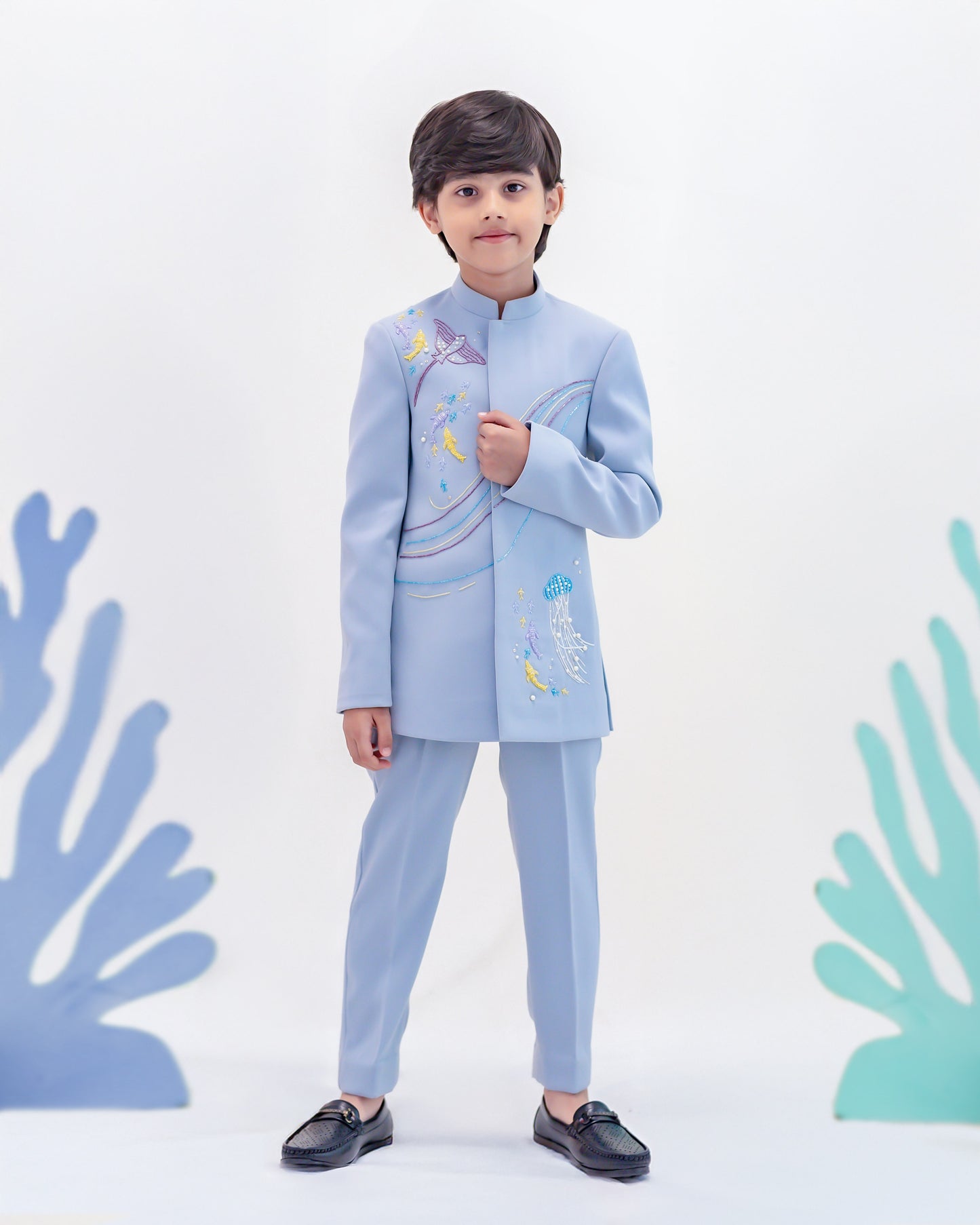 GREY UNDERWATER BANDHGALA SET