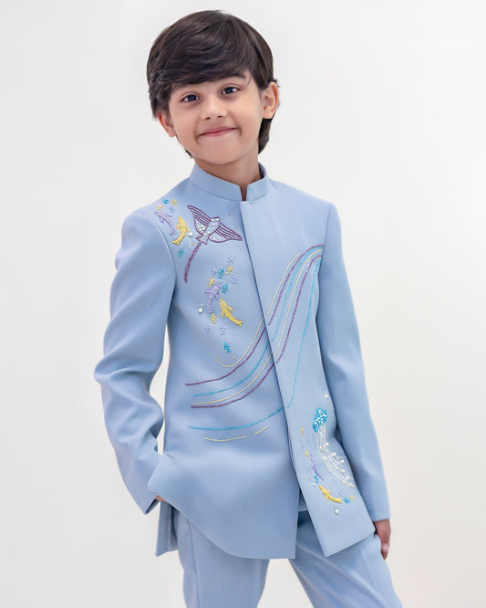 GREY UNDERWATER BANDHGALA SET