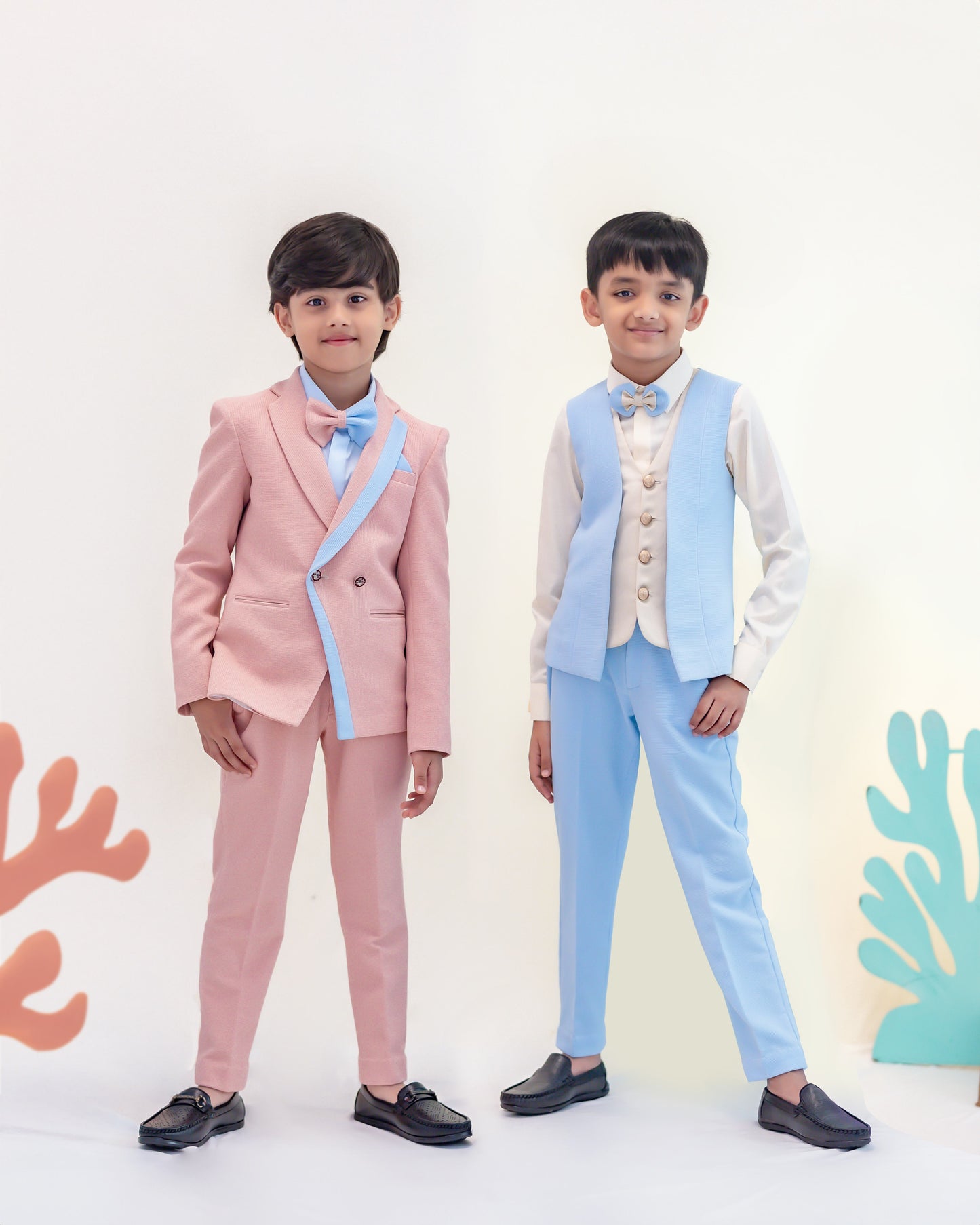 PEACH WITH BLUE EDGING BLAZER SET