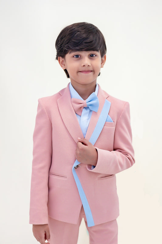 PEACH WITH BLUE EDGING BLAZER SET