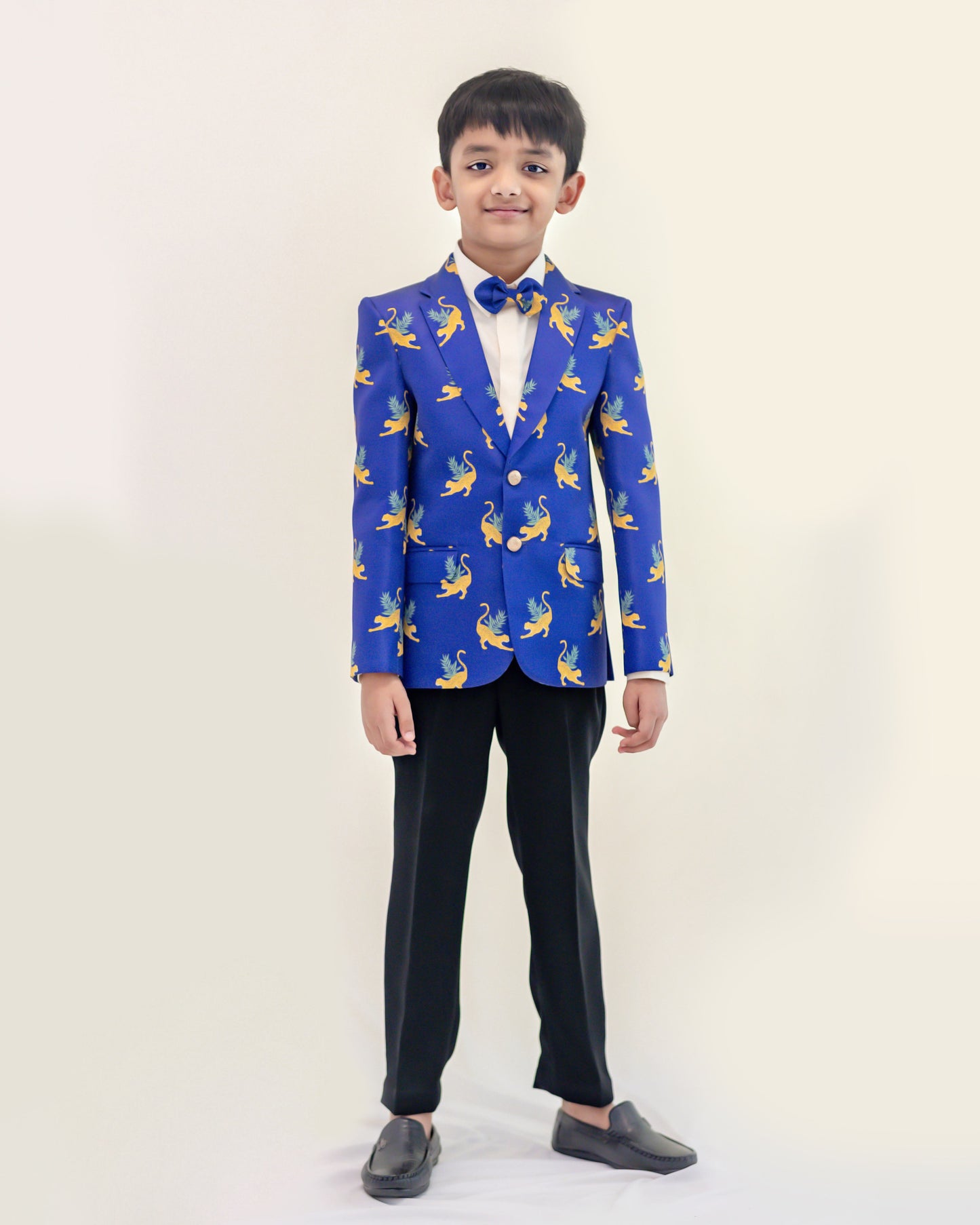 BLUE CHEETAH PRINTED BLAZER SET