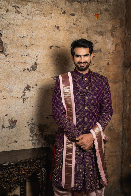 WINE MOSSAIC SHERWANI