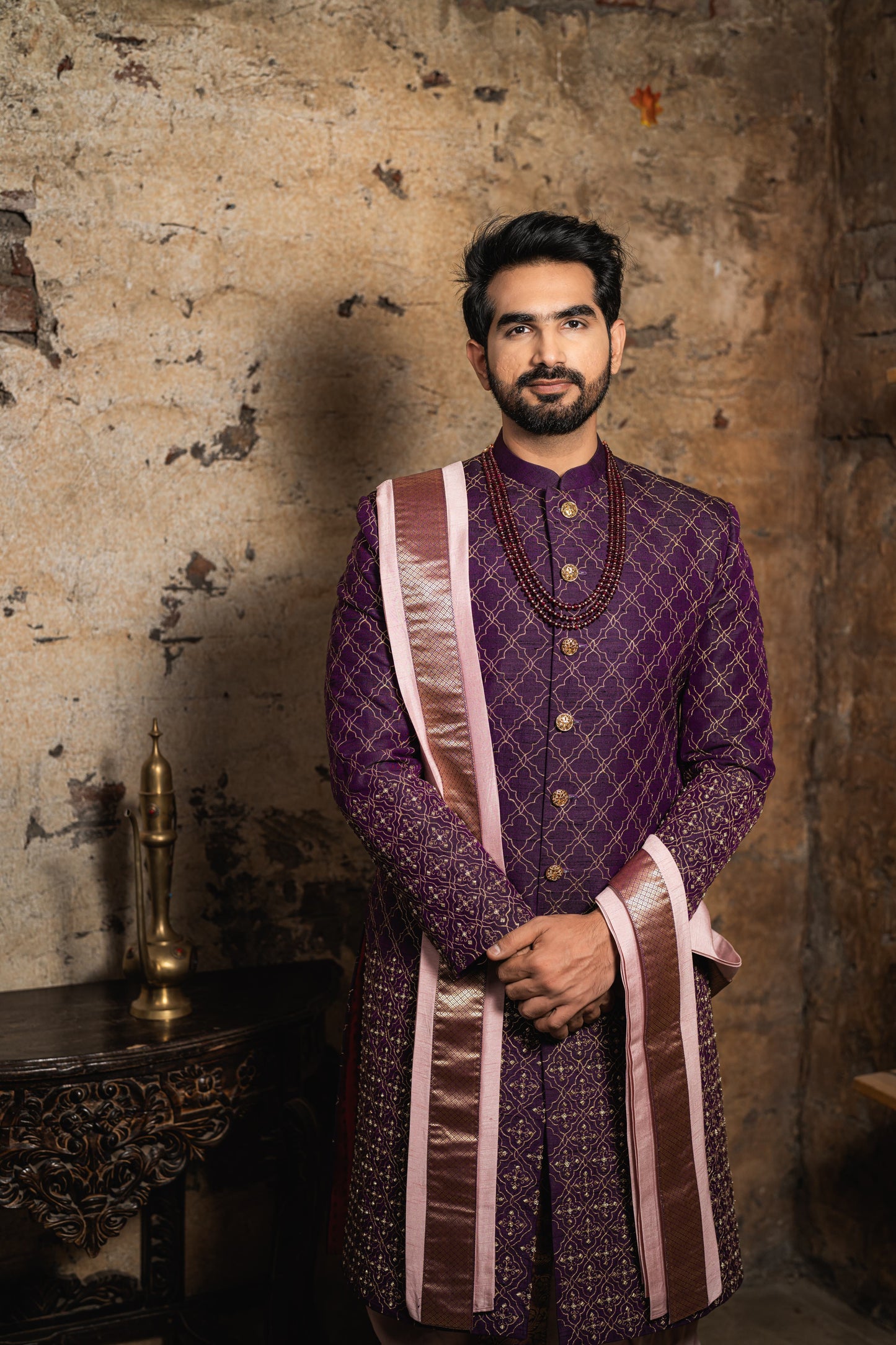 WINE MOSSAIC SHERWANI