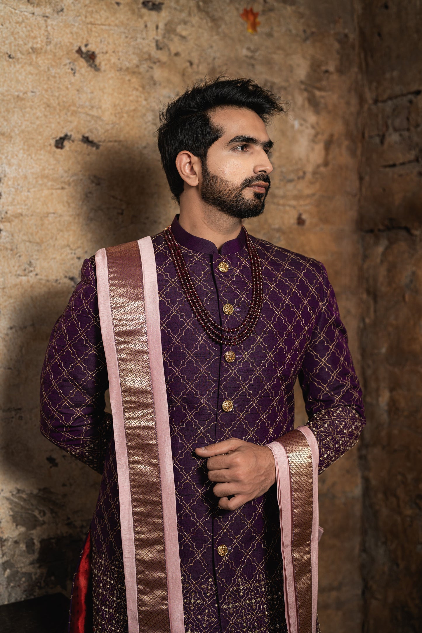 WINE MOSSAIC SHERWANI