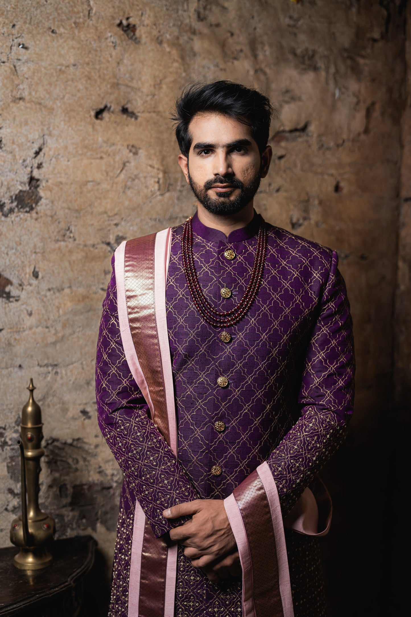 WINE MOSSAIC SHERWANI