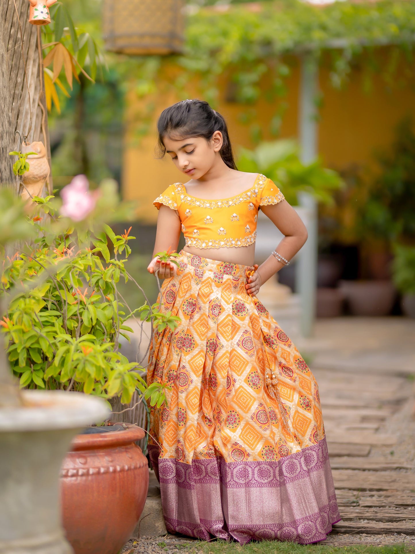 Jhilmil mustard yellow patola