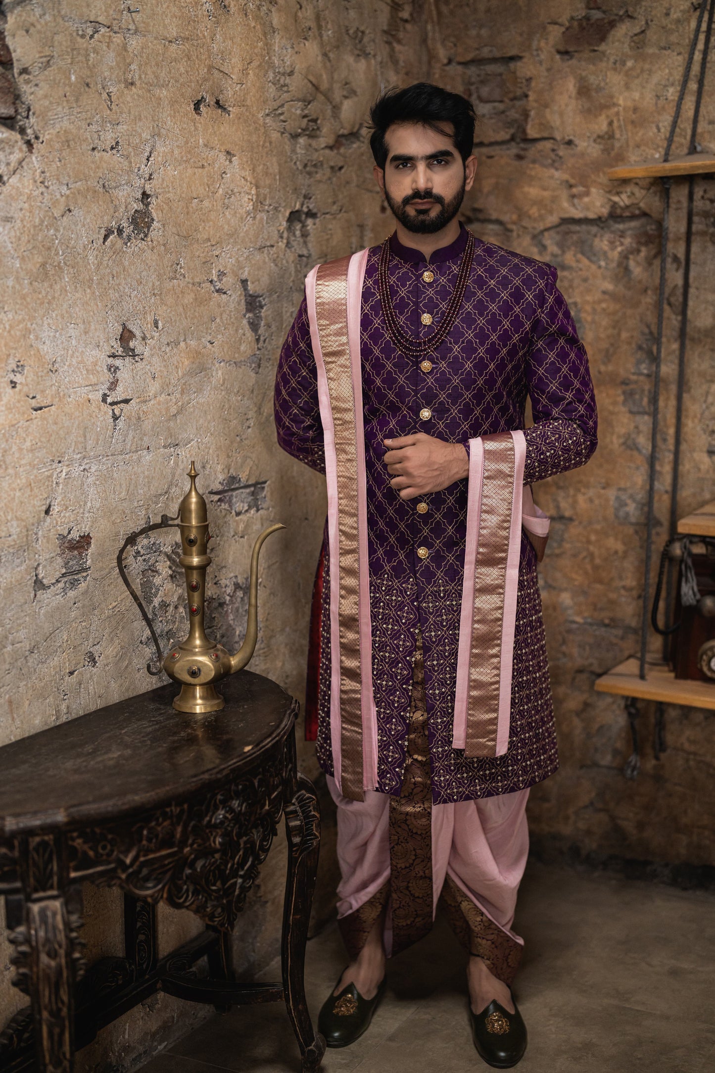 WINE MOSSAIC SHERWANI