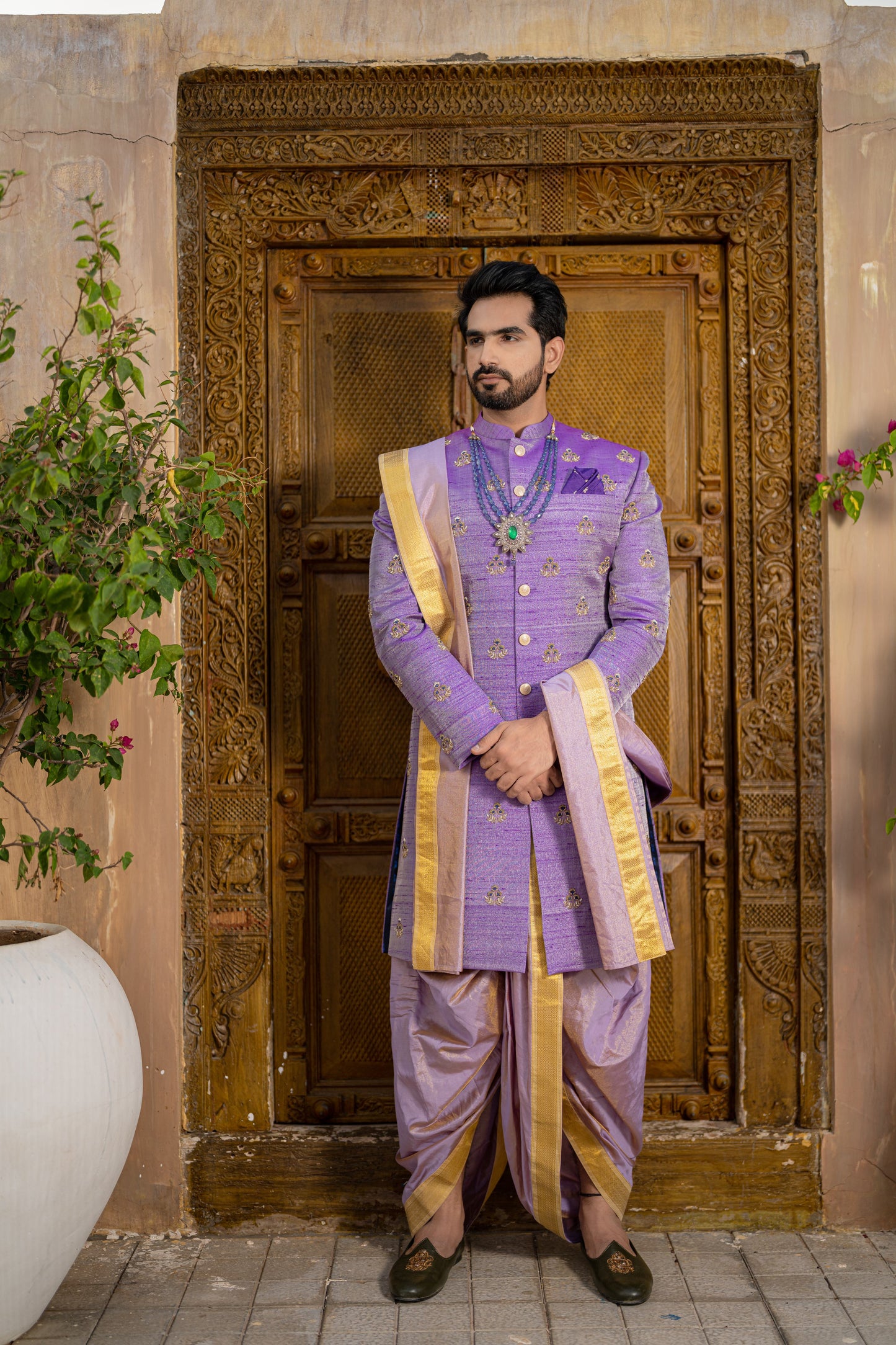 LAVENDER TISSUE SHERWANI