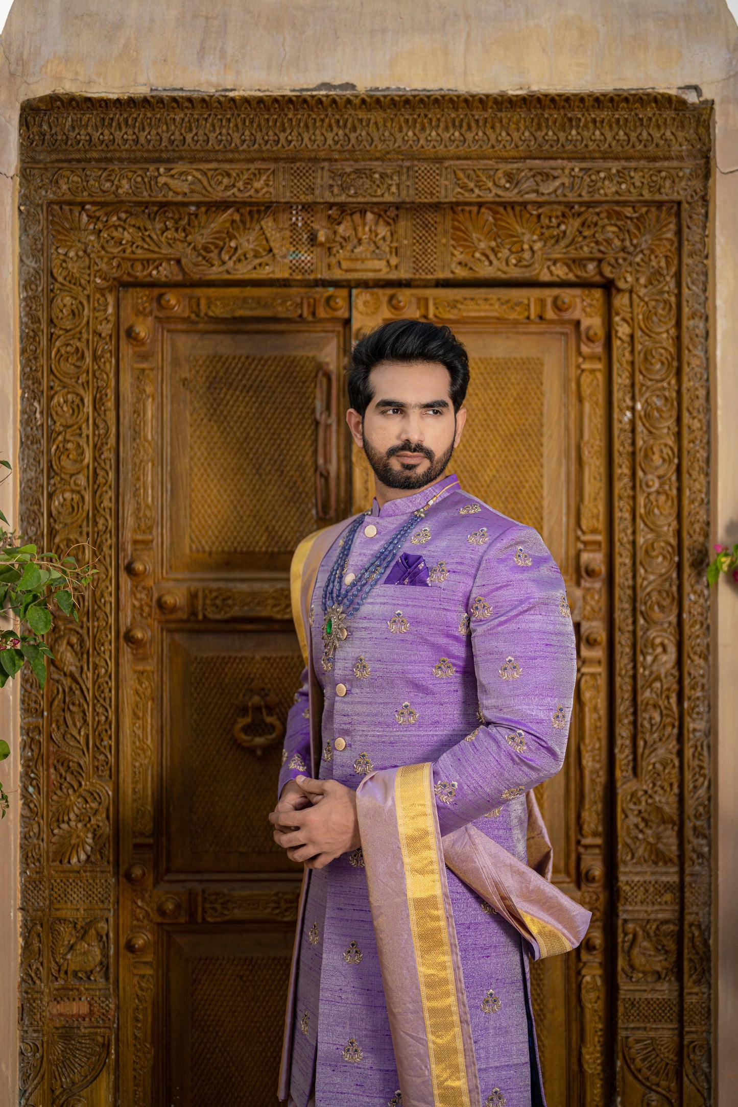 LAVENDER TISSUE SHERWANI