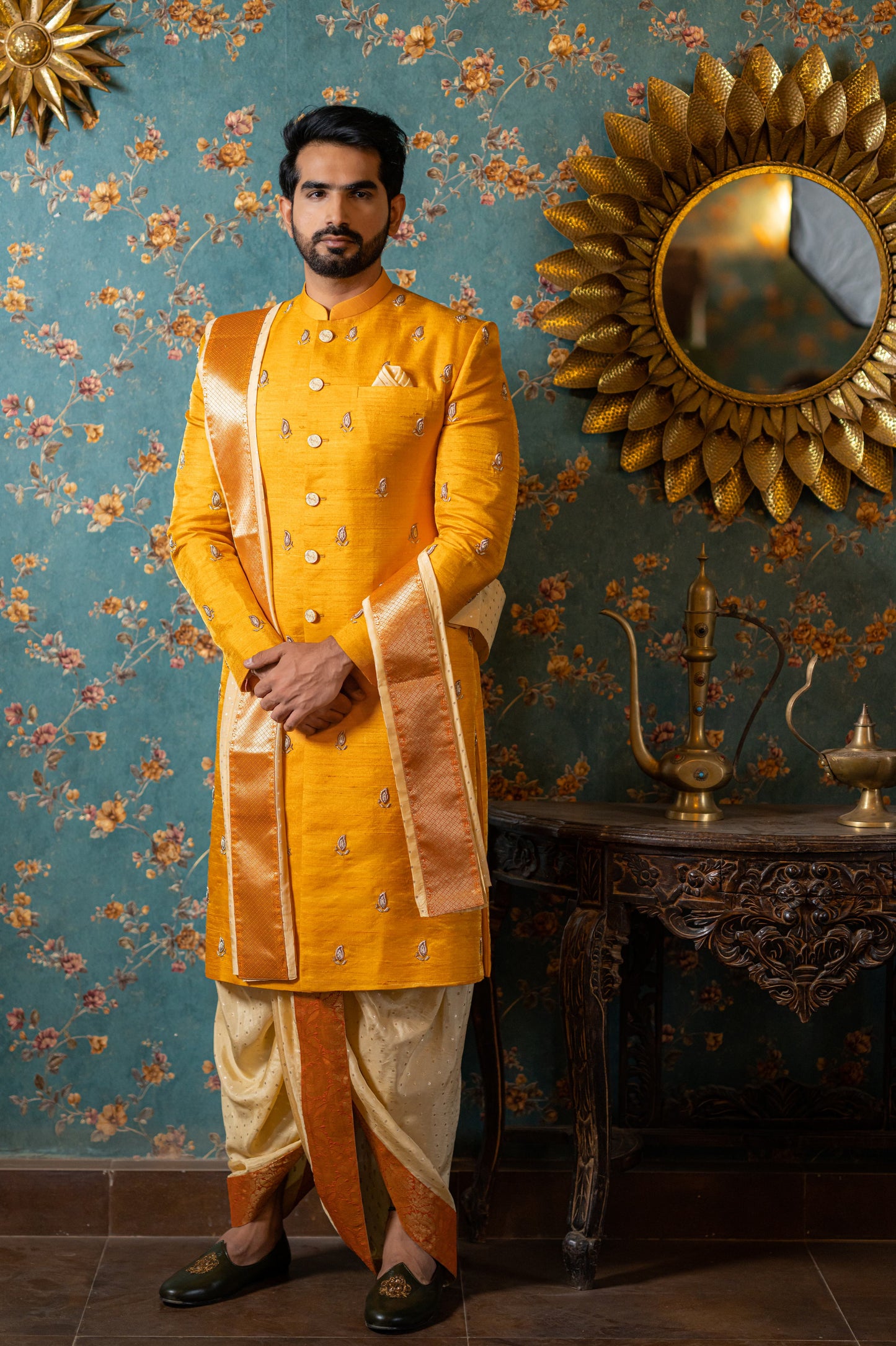 SAFFRON LEAF SHERWANI