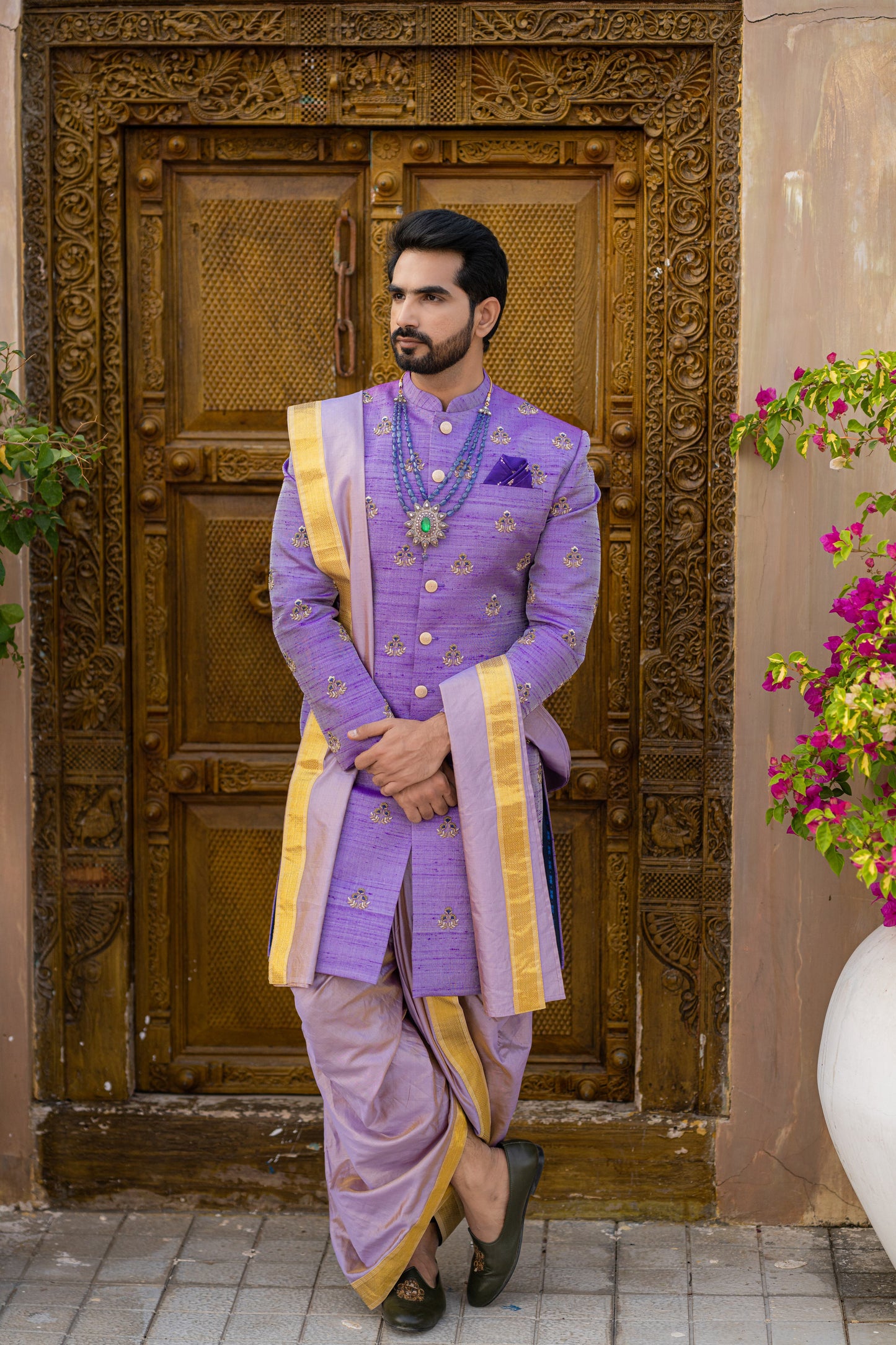 LAVENDER TISSUE SHERWANI