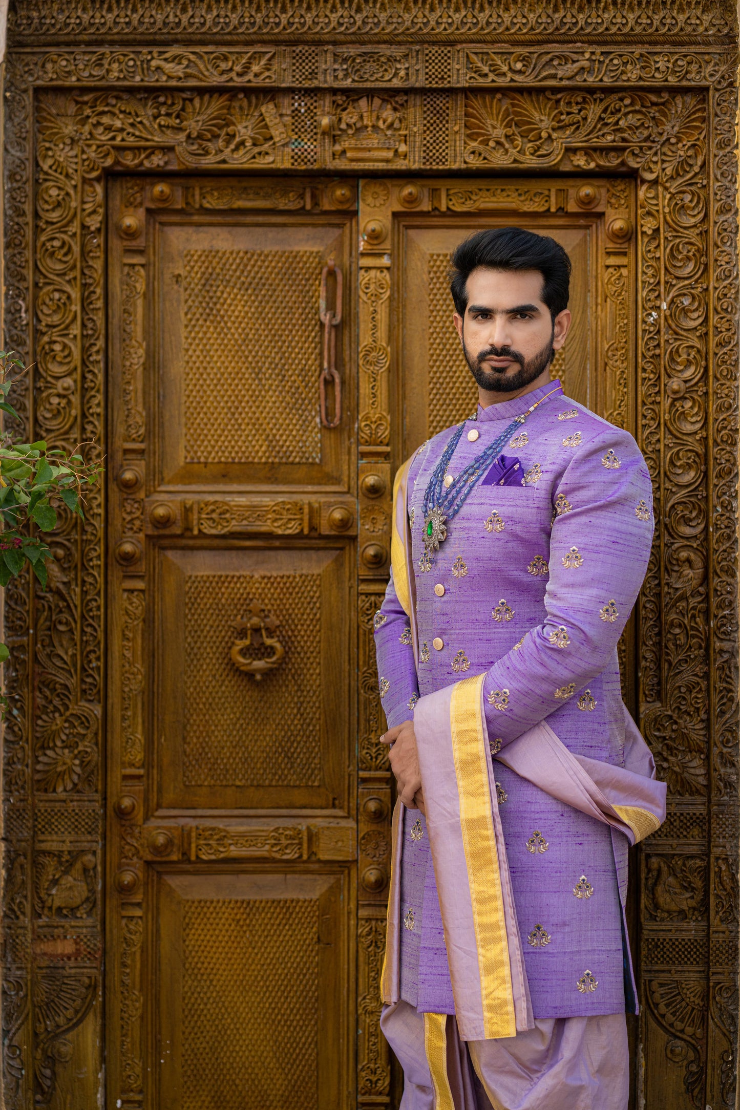 LAVENDER TISSUE SHERWANI