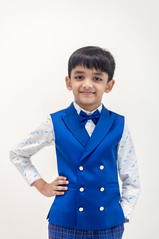 BLUE DOUBLE BREASTED WAISTCOAT SET