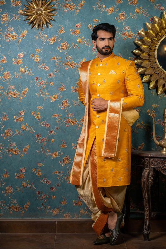 SAFFRON LEAF SHERWANI