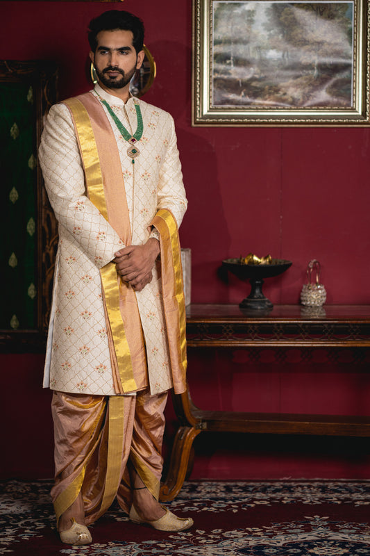 IVORY MOSSAIC SHERWANI