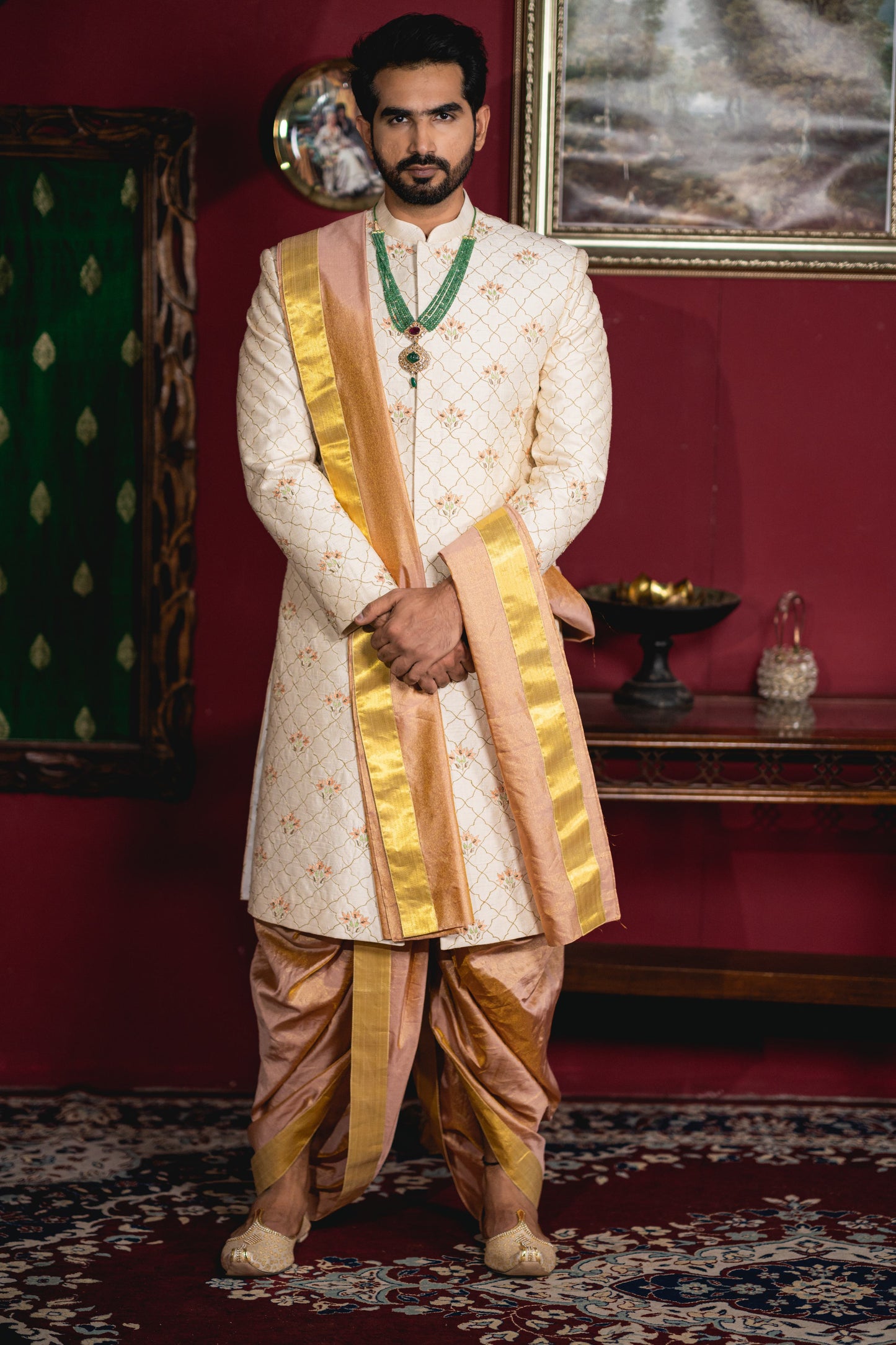 IVORY MOSSAIC SHERWANI