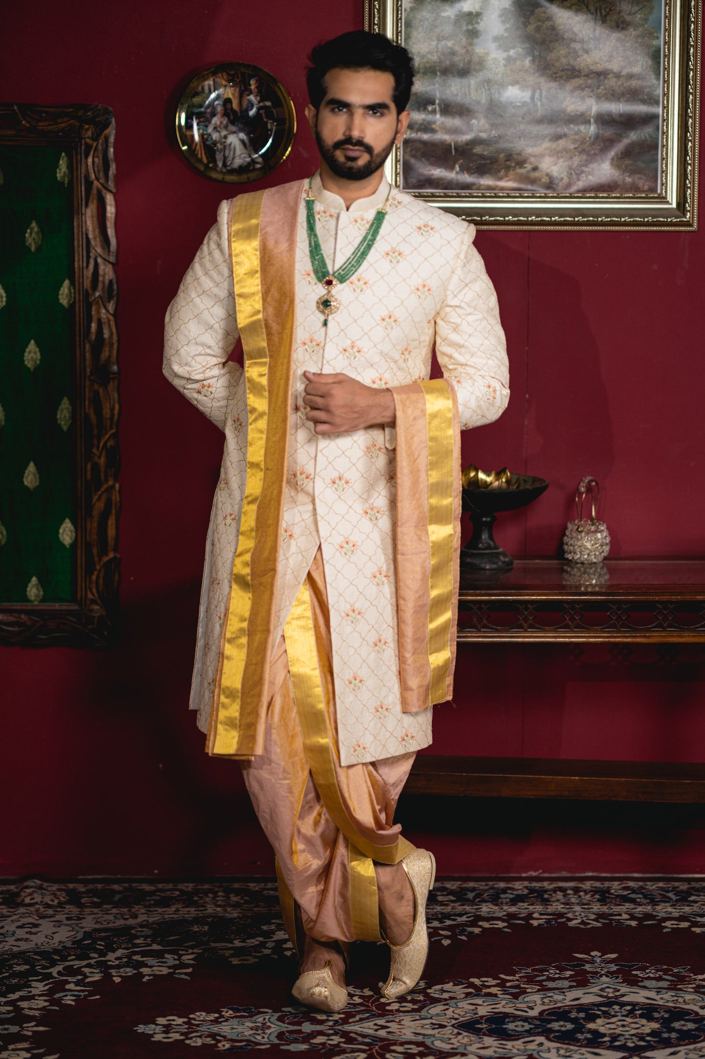 IVORY MOSSAIC SHERWANI