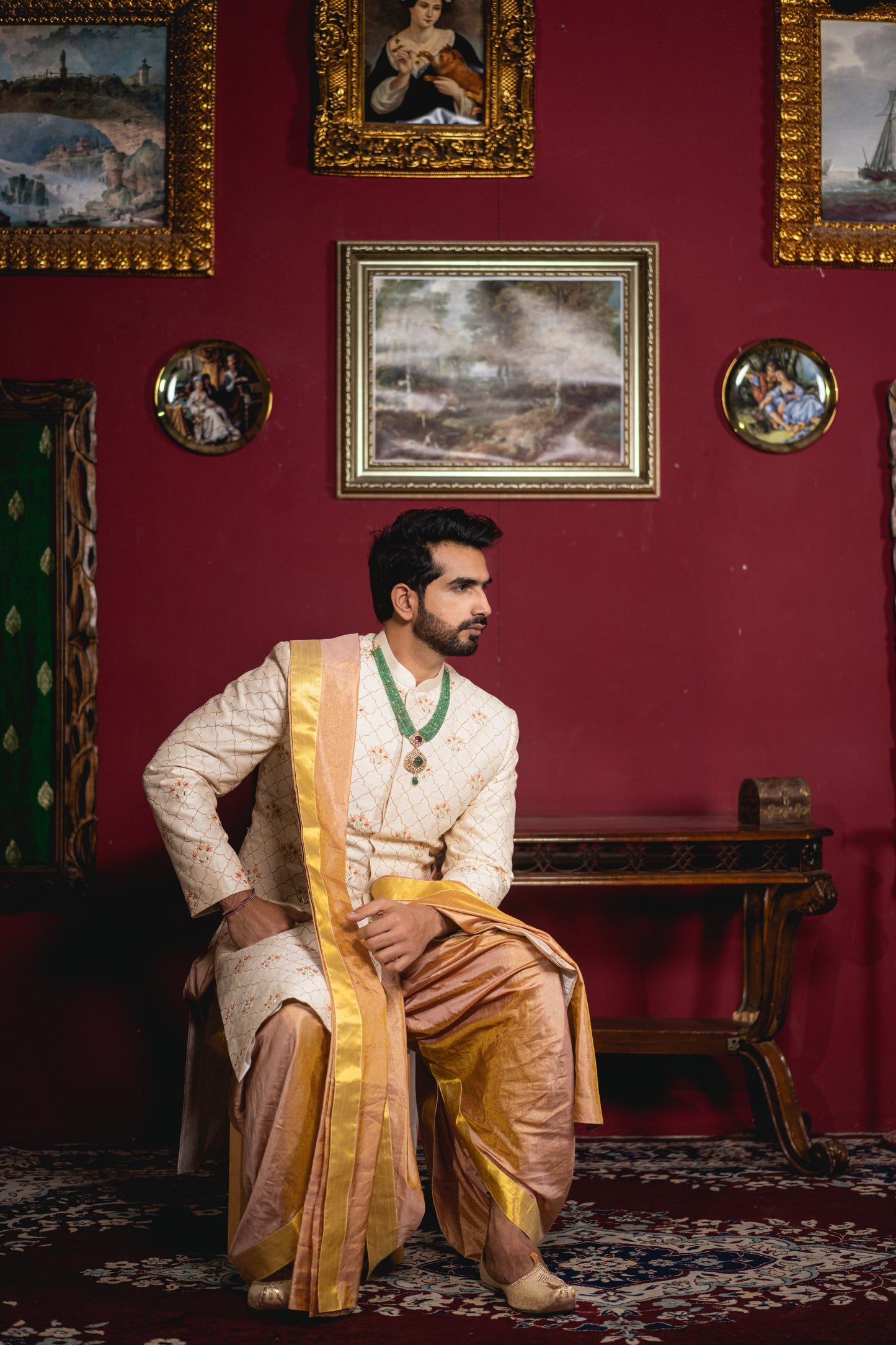 IVORY MOSSAIC SHERWANI