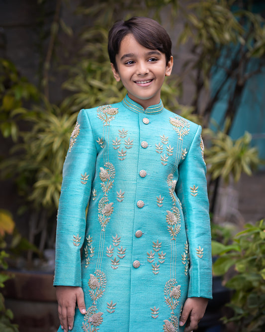 TEAL BLUE SHERWANI