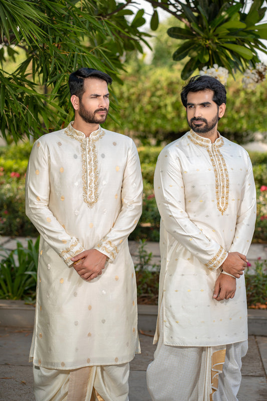 OFF WHITE PATTU KURTA