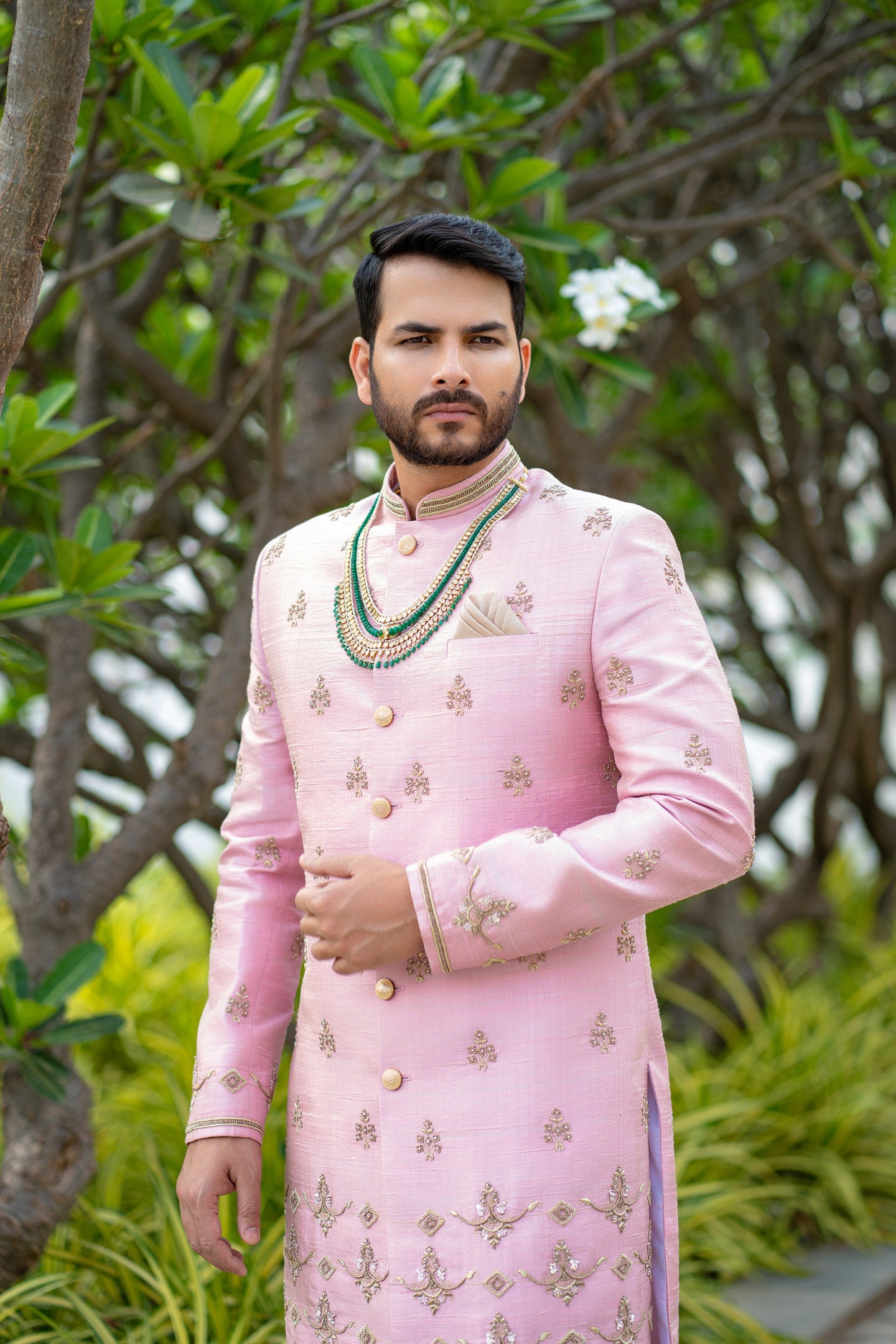 PINK TISSUE SHERWEANI