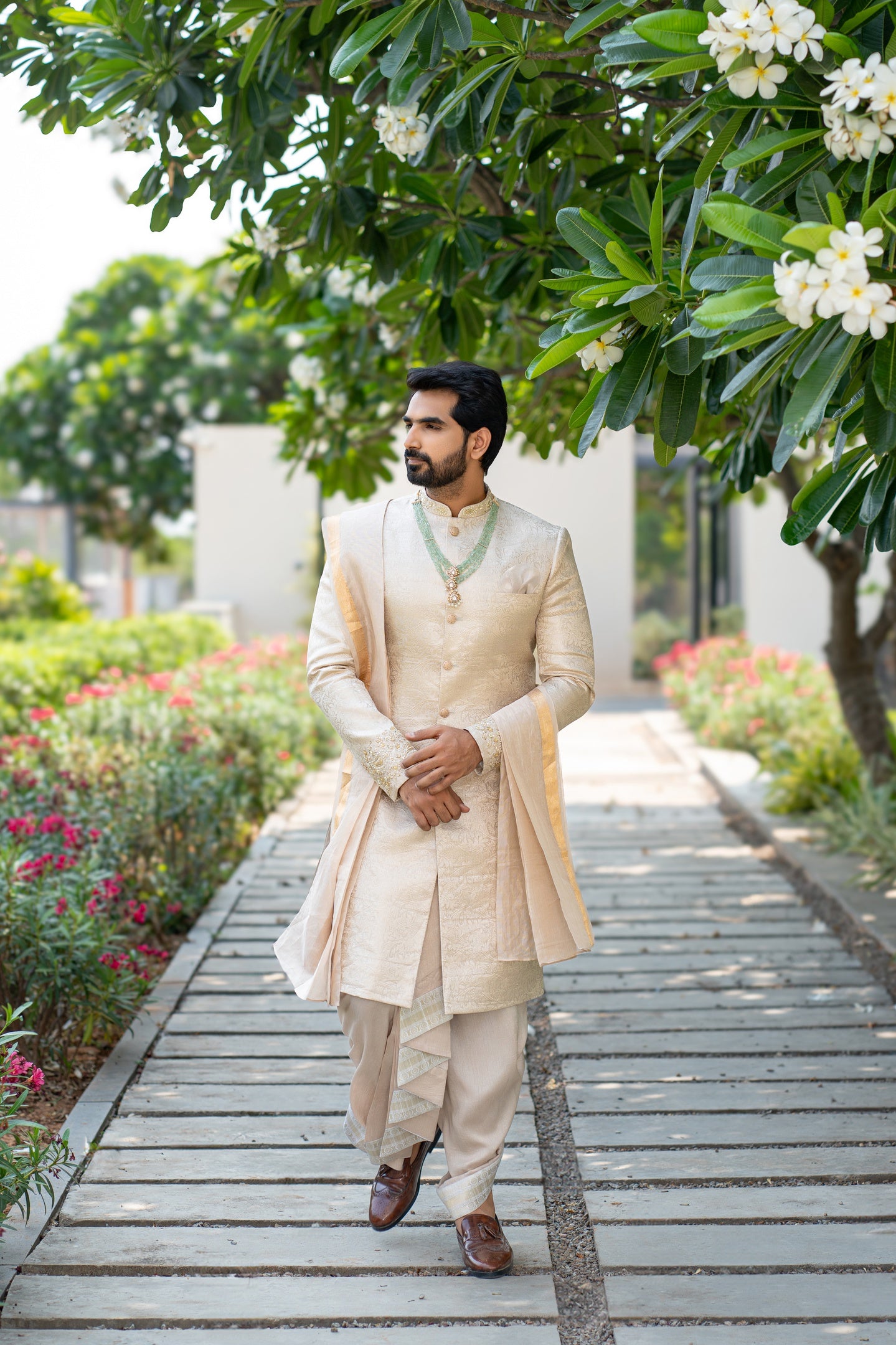 SILVER BANARSI SHERWANI