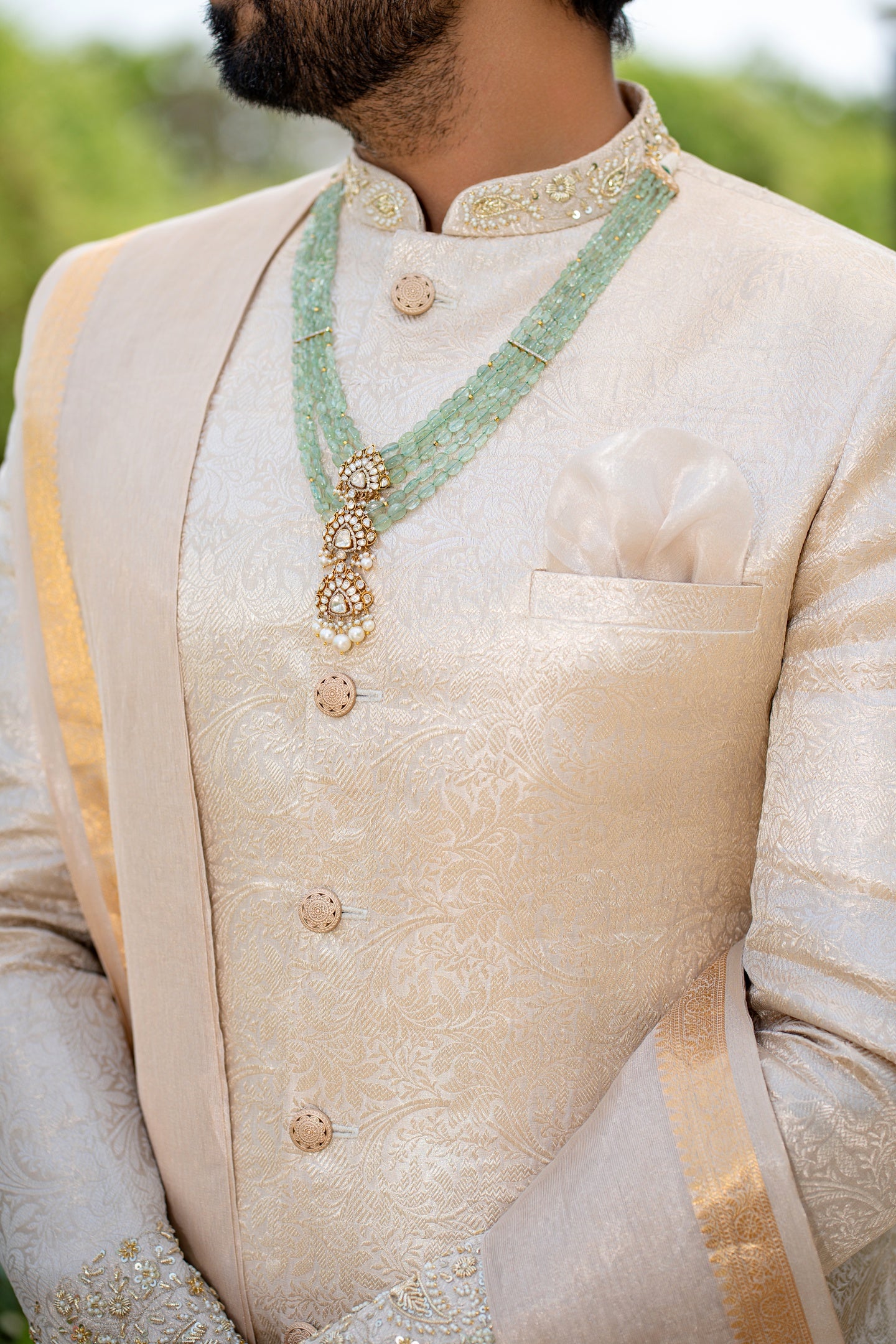 SILVER BANARSI SHERWANI