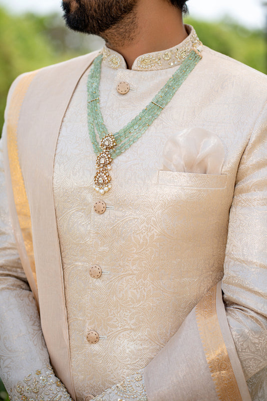 SILVER BANARSI SHERWANI