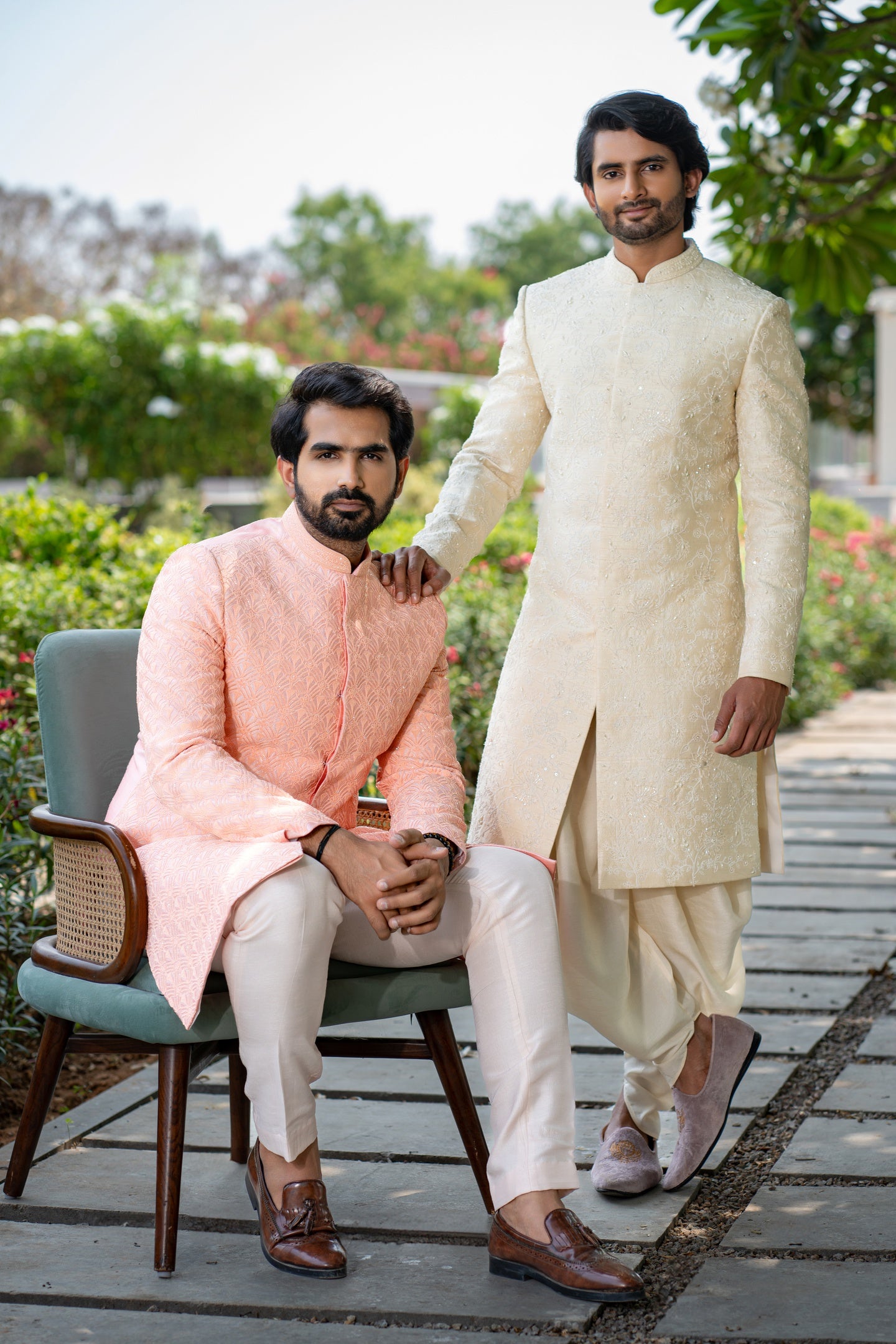 PEACH MOSSAIC SHERWANI