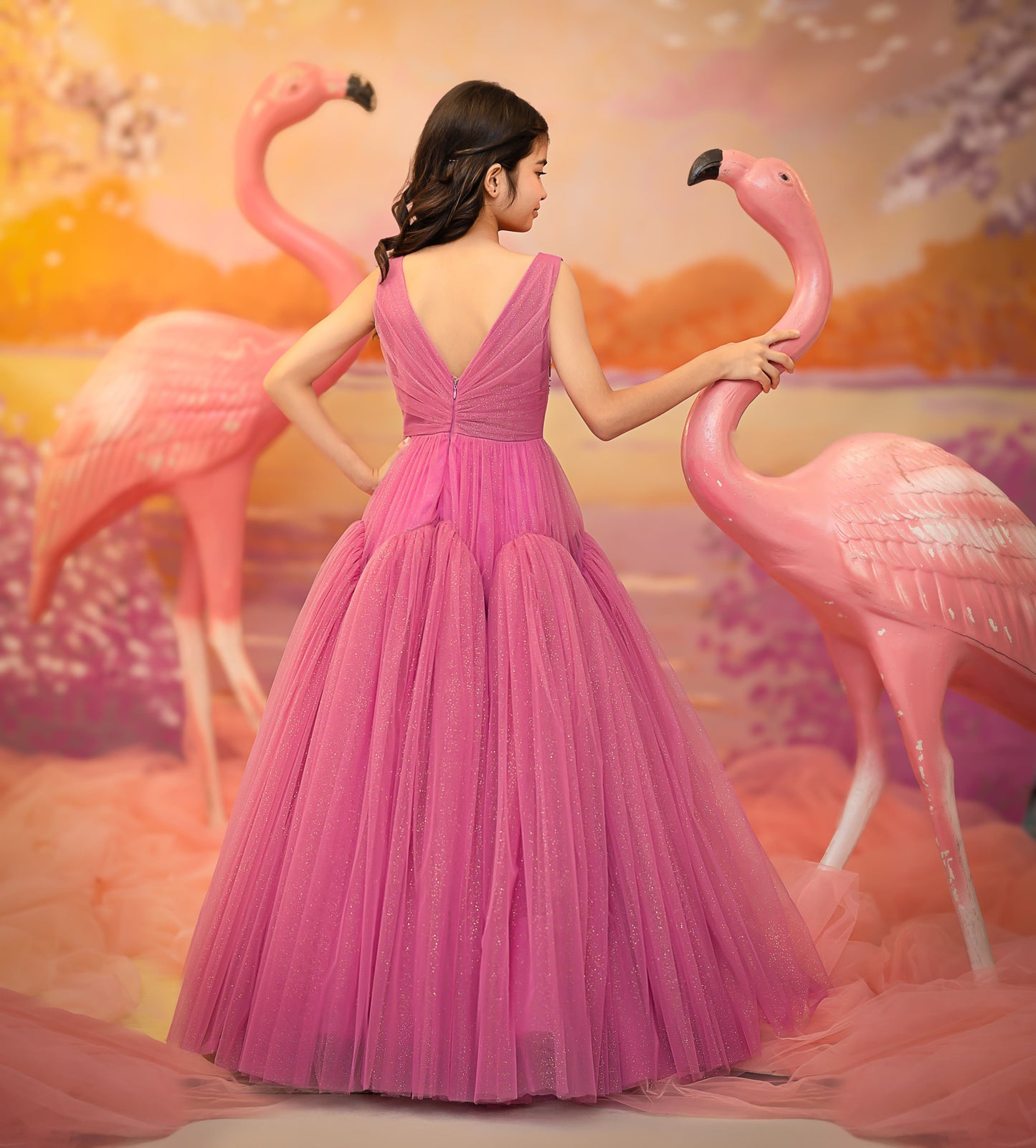 "Fuchsia Flamingo" - Vibrant Tulle Gown