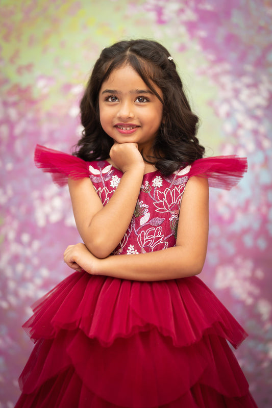 "Crimson Blossom" - Ruby Garden Gown