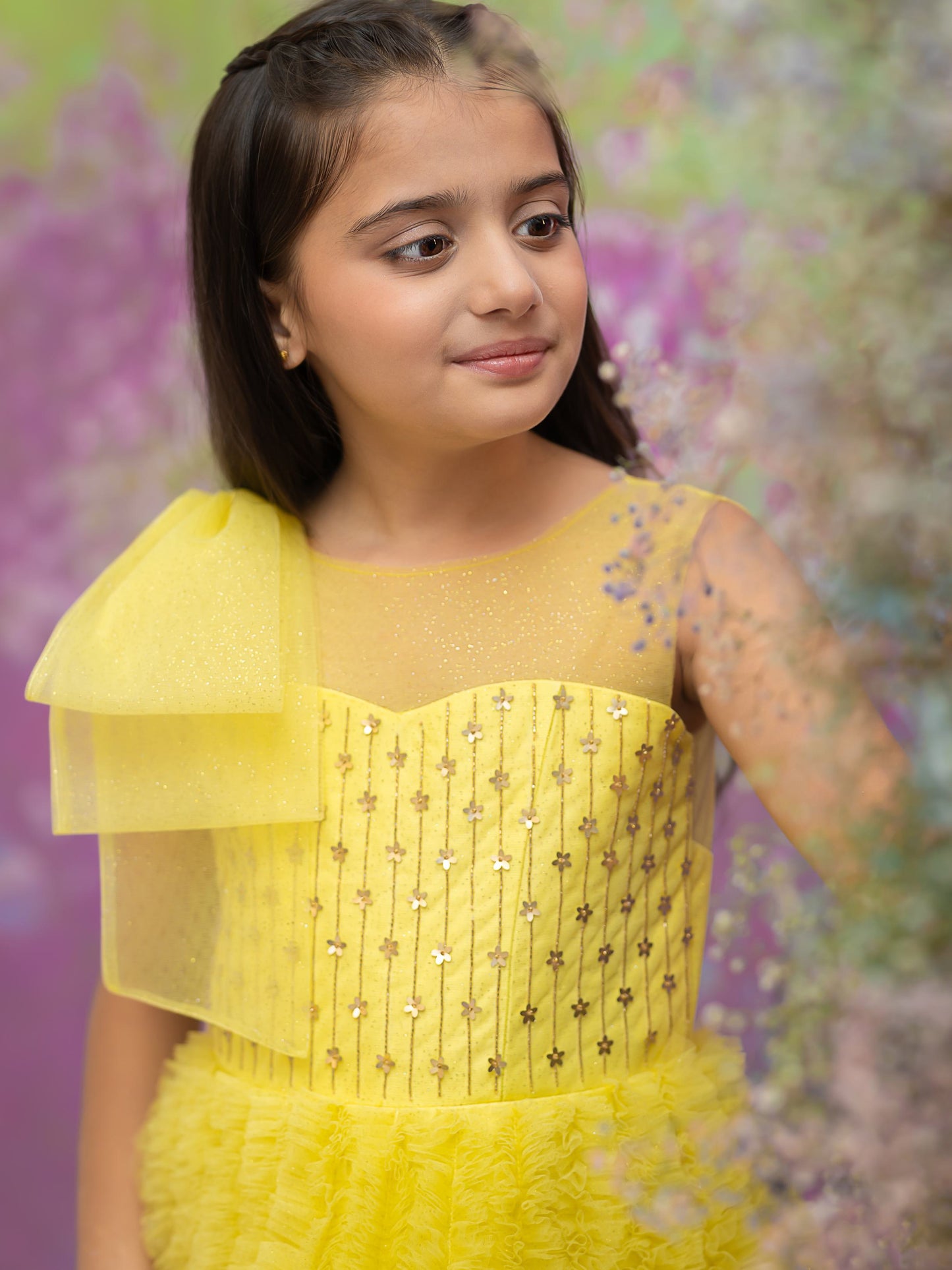 "Sunny Rhapsody" - Citrus Feathered Gown