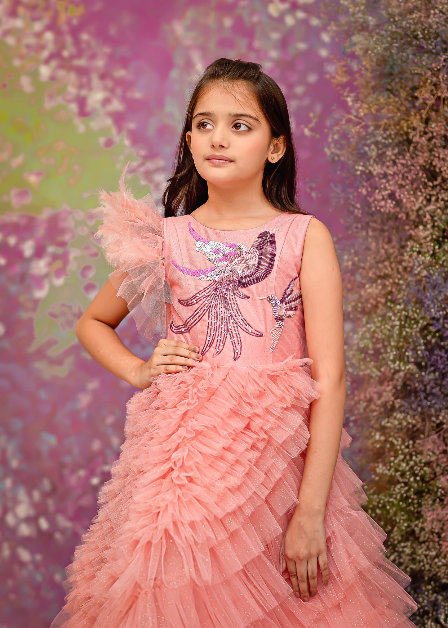 "Petal Waltz" - Blossom Ruffle Gown