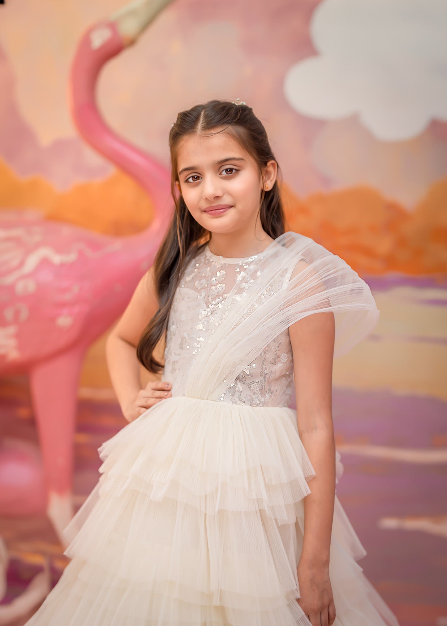 "Ivory Elegance" - Cream Tiered Gown