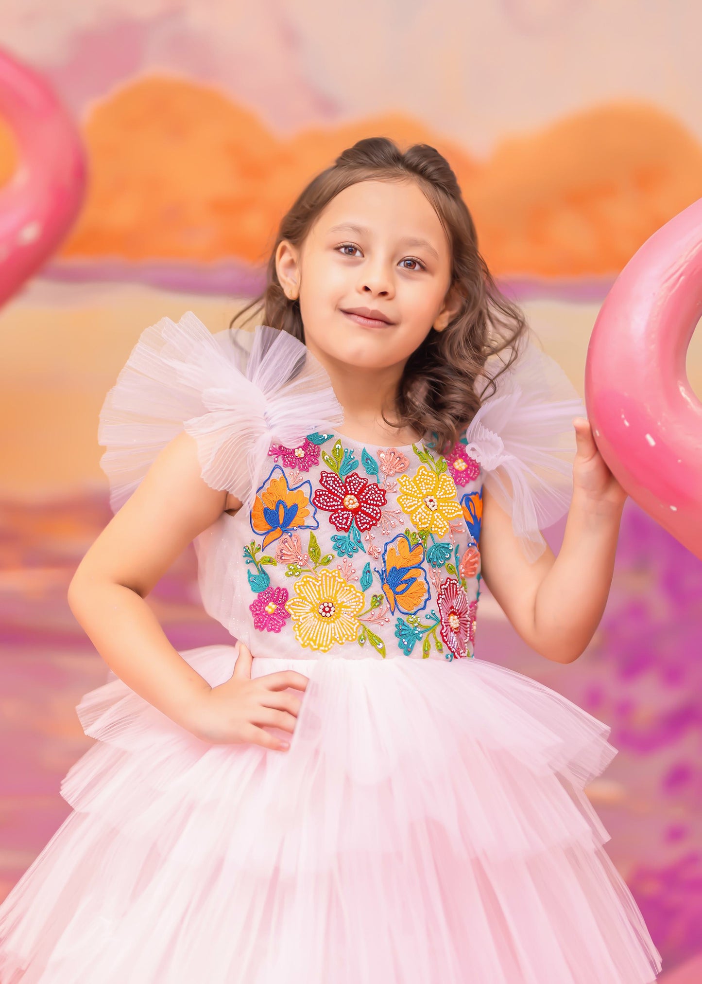 "Floral Fantasy" - Pink Tulle Garden Gown