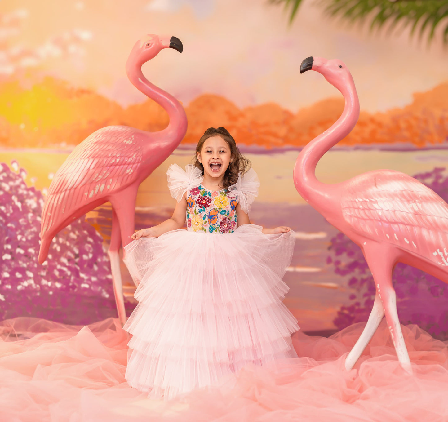 "Floral Fantasy" - Pink Tulle Garden Gown