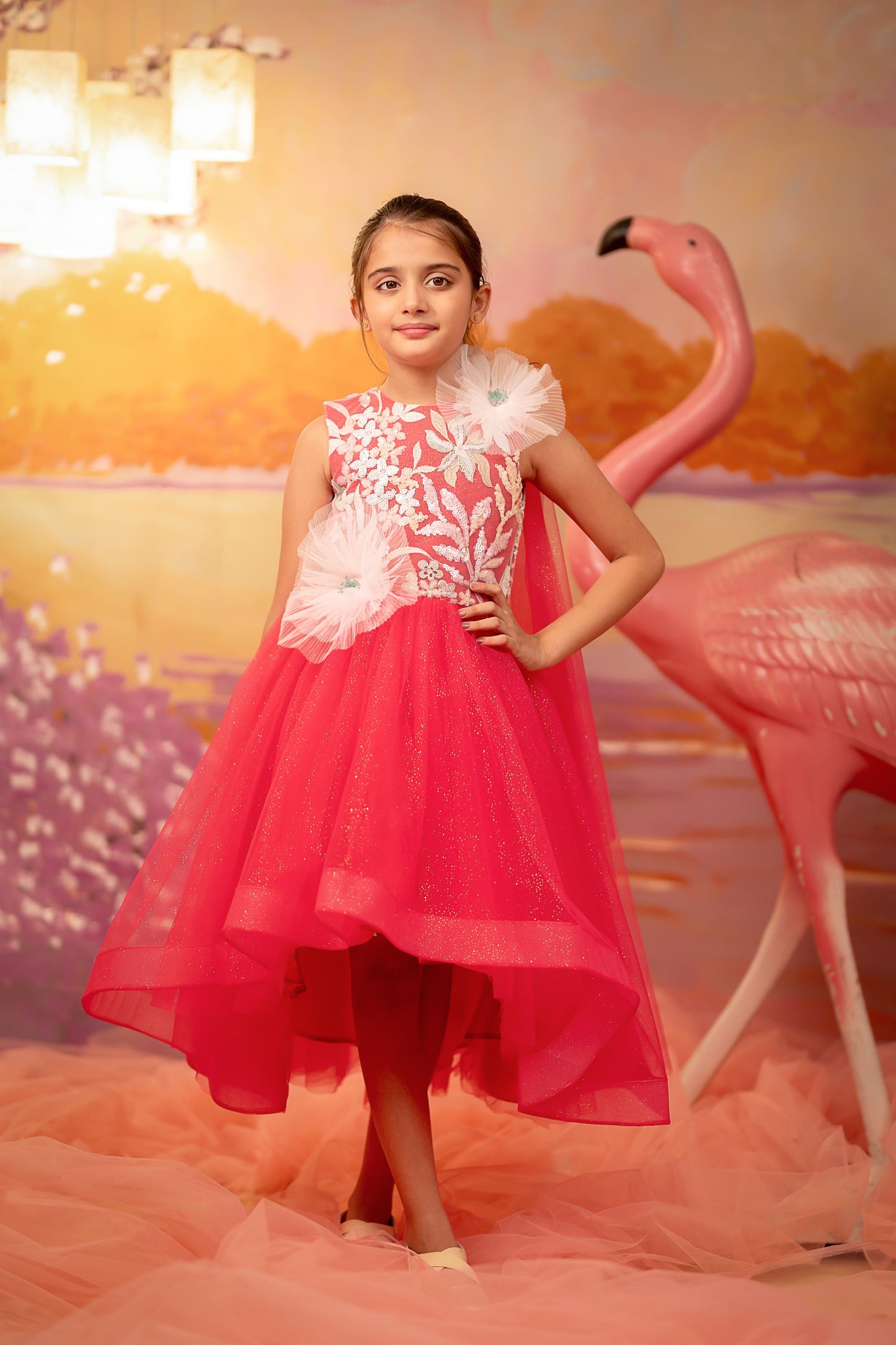 "Coral Charm" - Sunrise Ruffle Gown