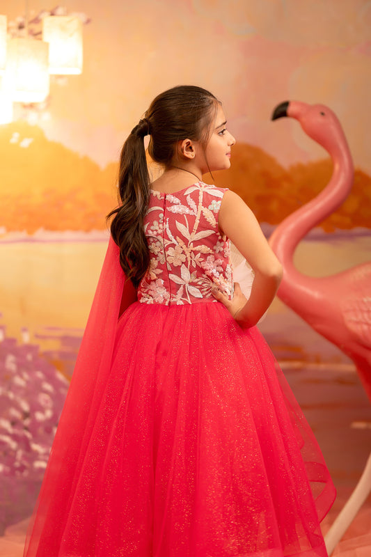 "Coral Charm" - Sunrise Ruffle Gown