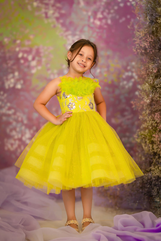 "Sunny Feather" - Canary Whimsy Gown