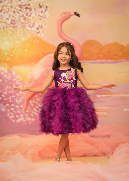 "Plum blossom" - Twilight Ruffle Gown