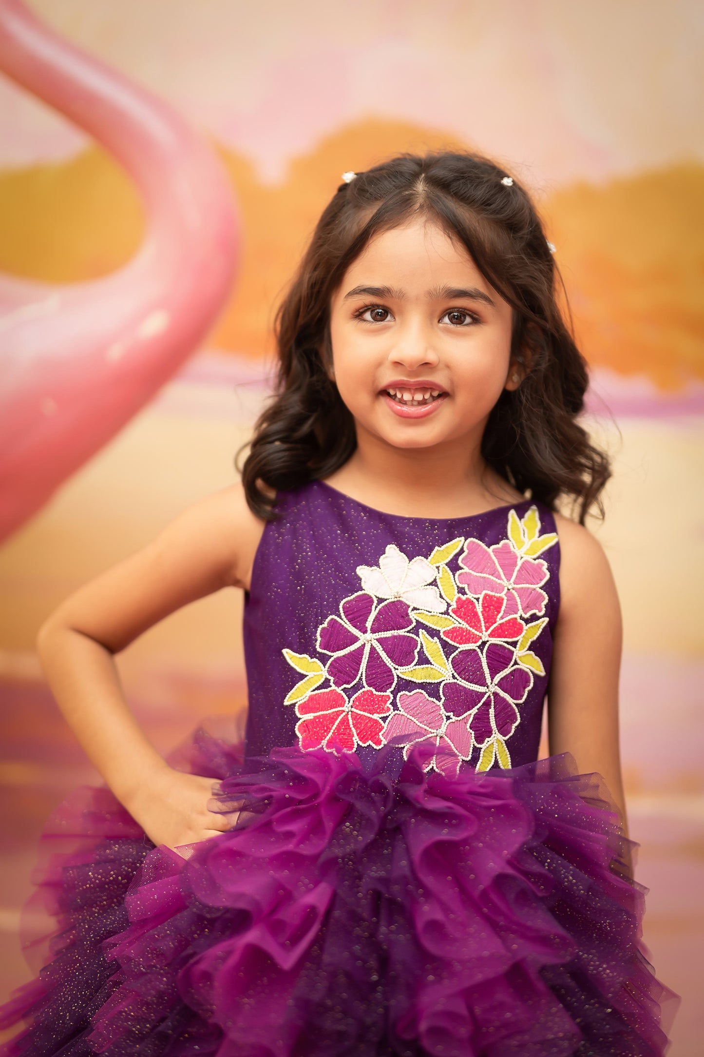 "Plum blossom" - Twilight Ruffle Gown