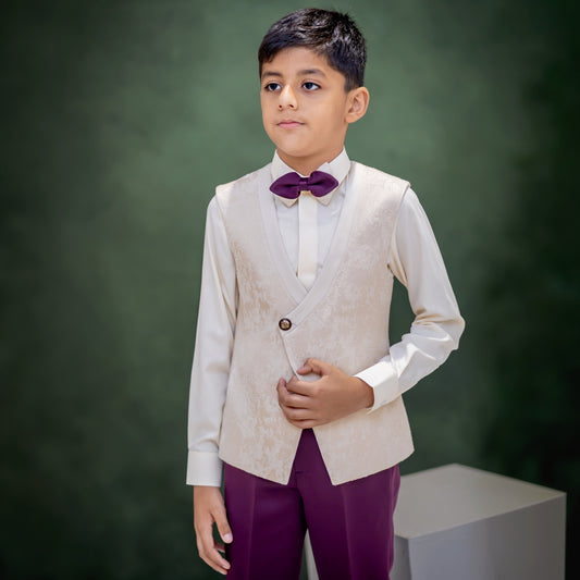 IVORY JACQUARD WAISTCOAT SET