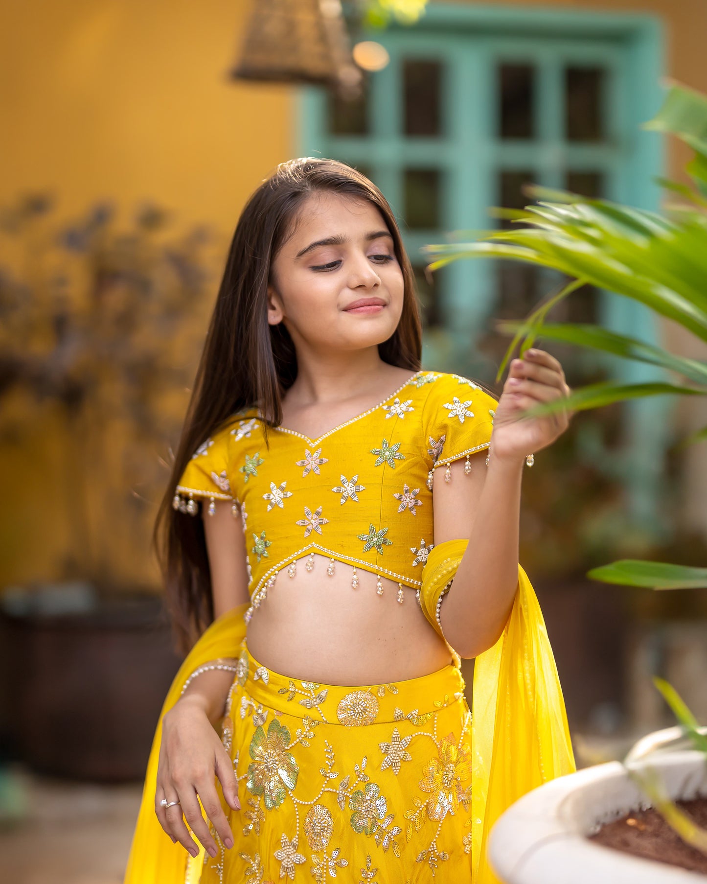 MUSTARD FANCY FABRIC LEHENGA
