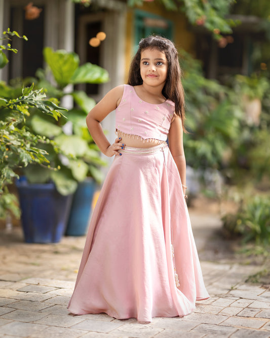 PINK TISSUE LEHNGA WITH TISSUE BLOUSE