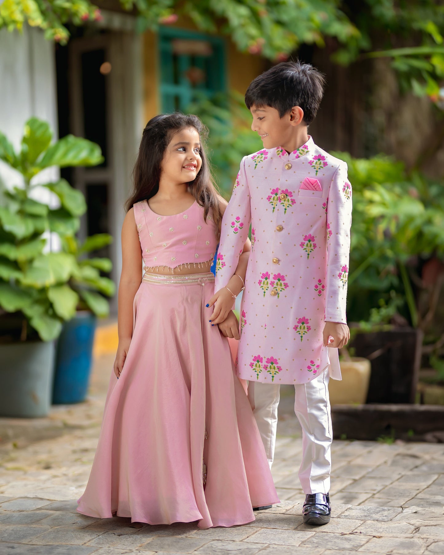 PINK TISSUE LEHNGA WITH TISSUE BLOUSE