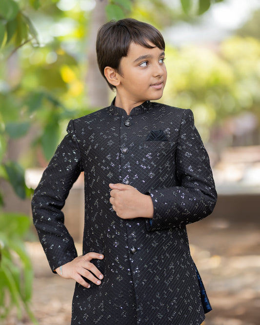A BLACK BLING SHERWANI